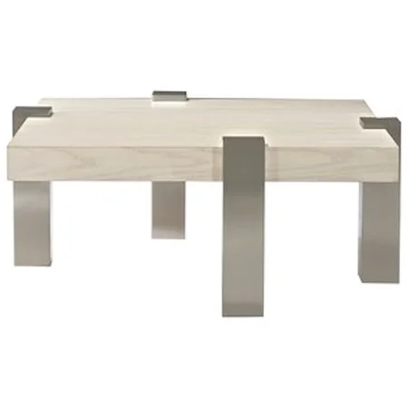 Contemporary Cocktail Table with White Walnut Top